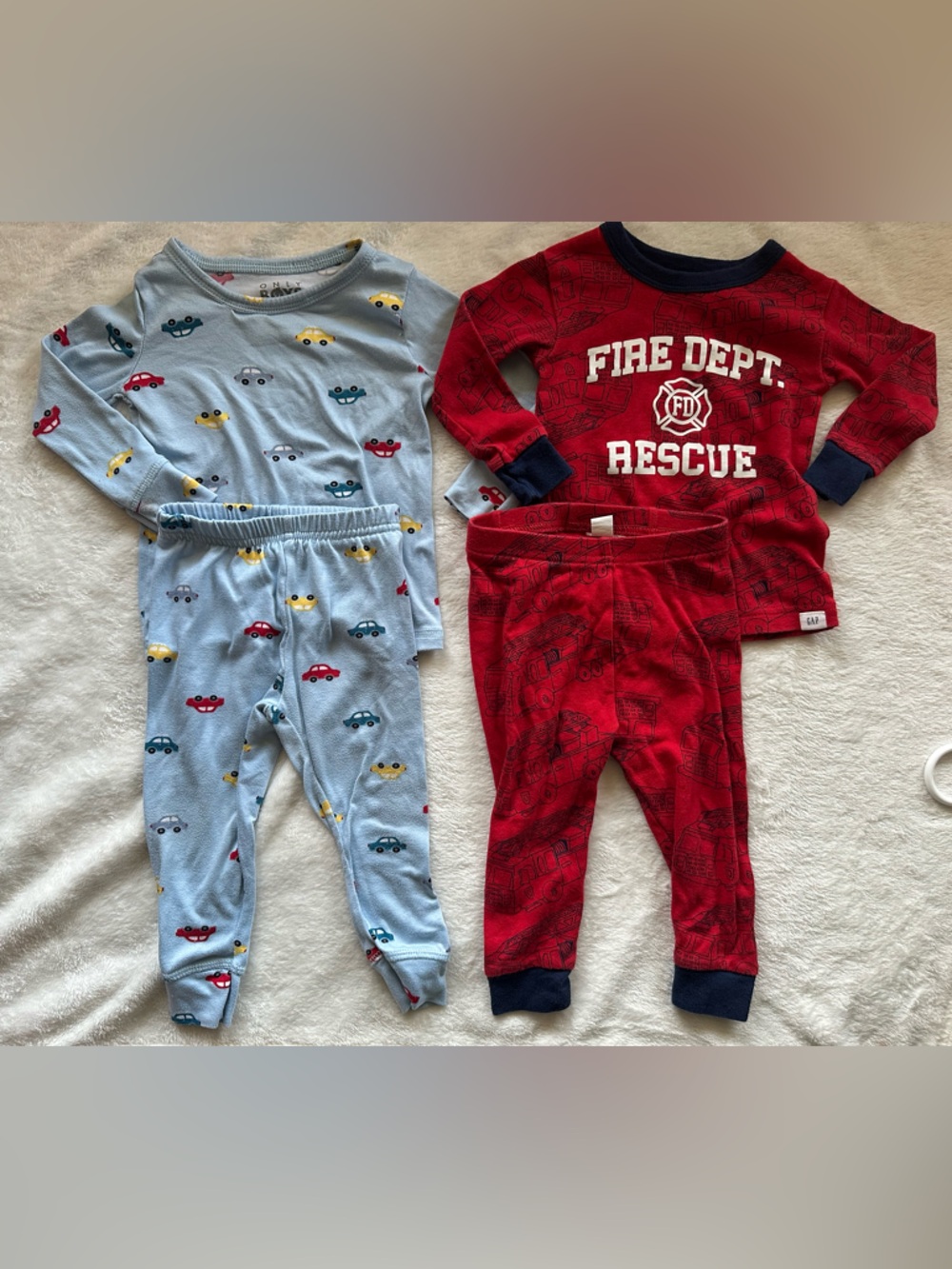 GAP Red Baby Two-Piece Pajama Set with Navy Trim